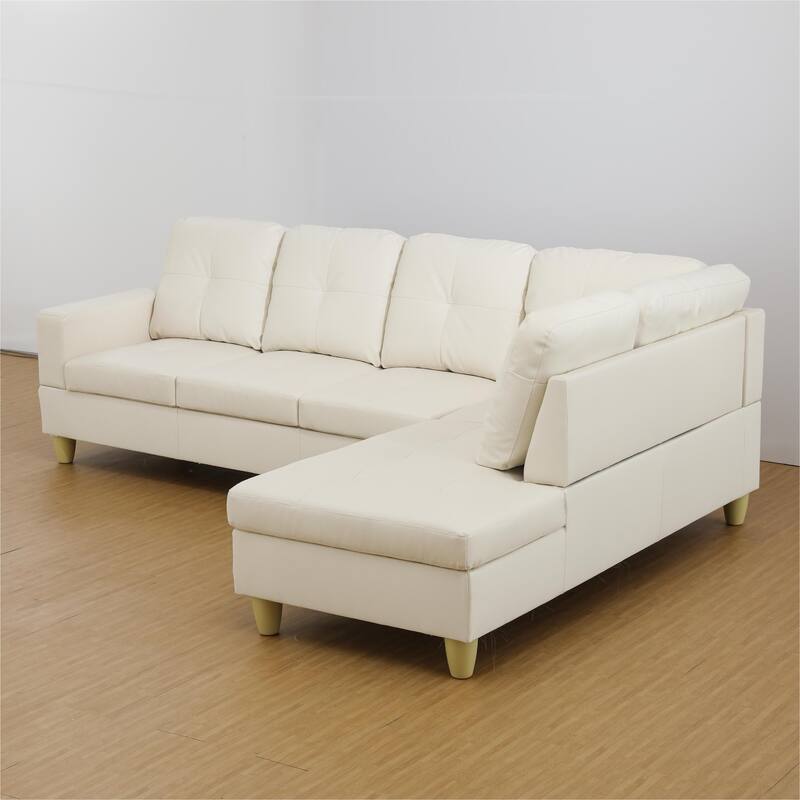 KISRAIS 103" Wide 2-Piece Vegan Leather Sectional Sofa