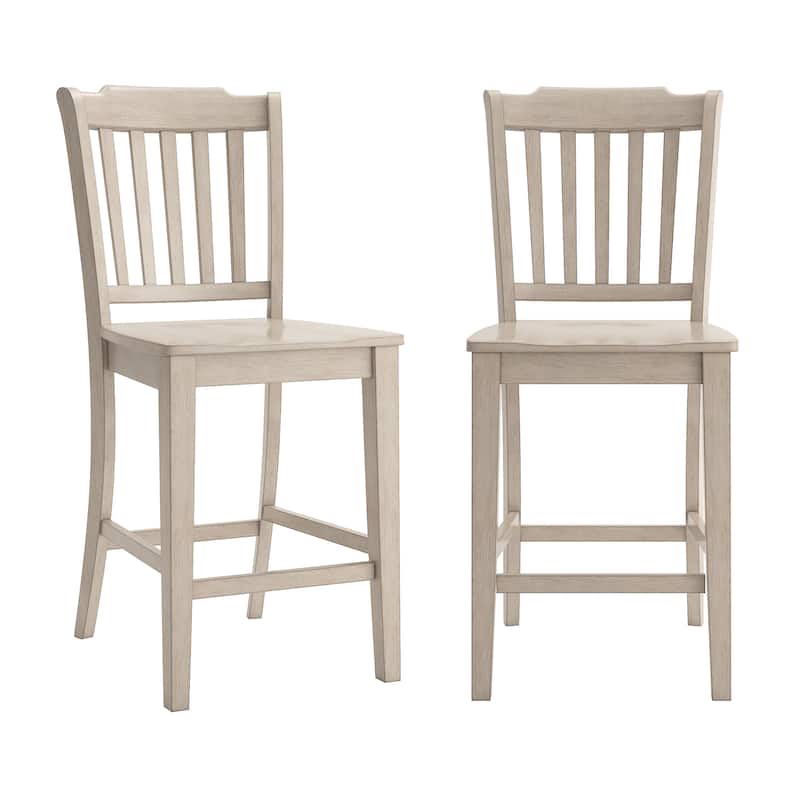 Ronda Slat Back Wood Counter Height Chairs (Set of 2) - Antique White