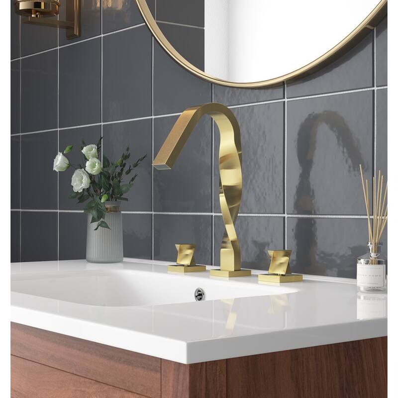 Unique Design 2 Handle Waterfall Widespread Bathroom Sink Faucet