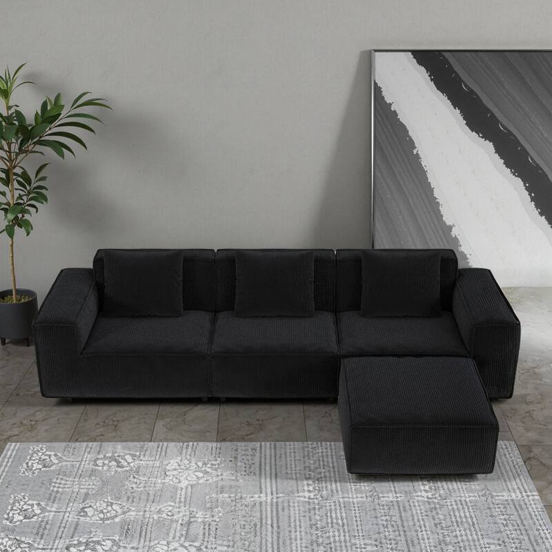 Modular Sofa Can Be Converted Into An Oversized Sofa Bed Free Conversion Sofa Set,Three-Person Combination With Footrest
