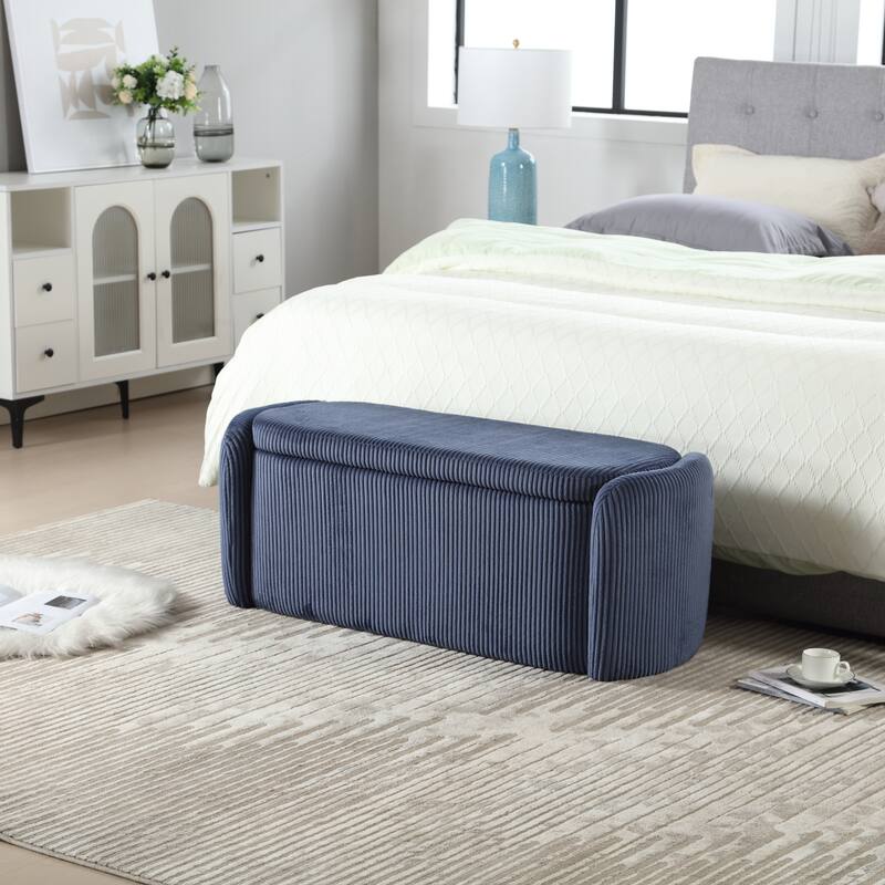 Entryway Upholstered Fabric Storage Ottoman