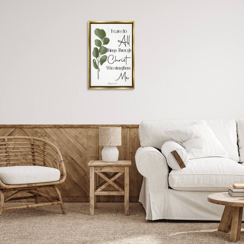 Stupell Proverb & Herb Sprig Framed Floater Canvas Wall Art Design By Amber Clarkson