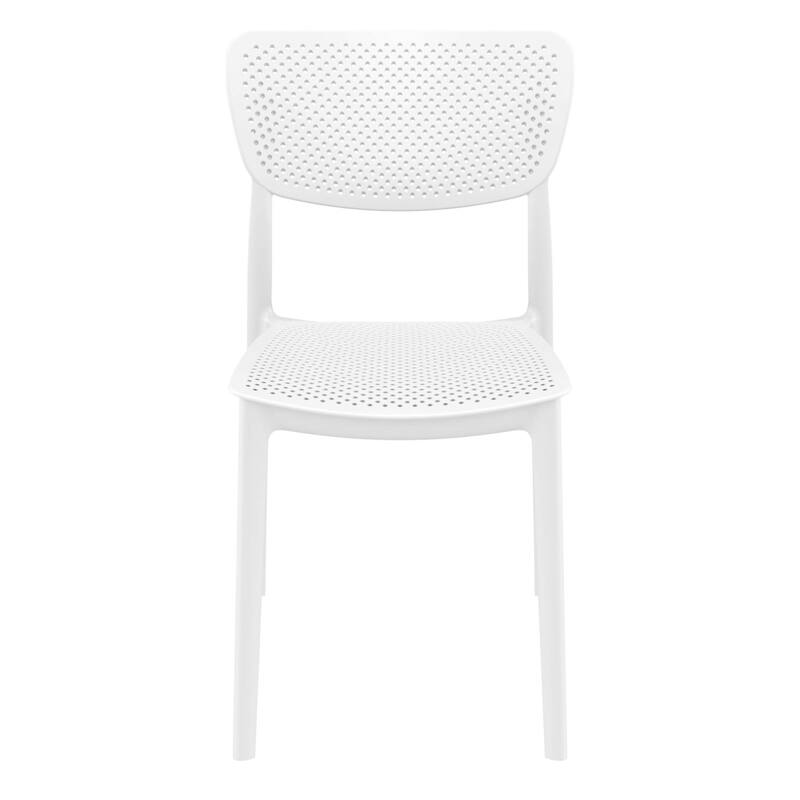 33" White Stackable Patio Dining Chair