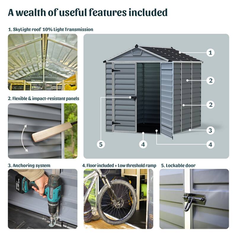 Skylight 6 ft. Midnight Grey Garden Outdoor Storage Shed