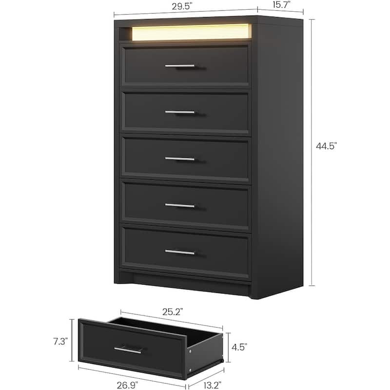 Dresser for Bedroom with Drawers Mid-Century Modern Dresser 3 Color Lights