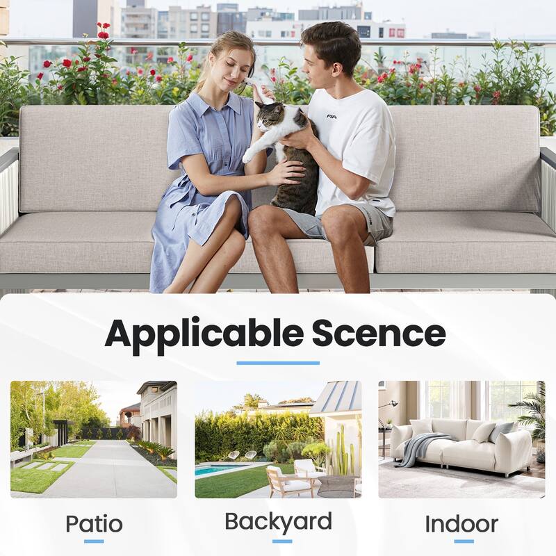 3 Seats Patio Sofa All Weather Wicker Patio Couch