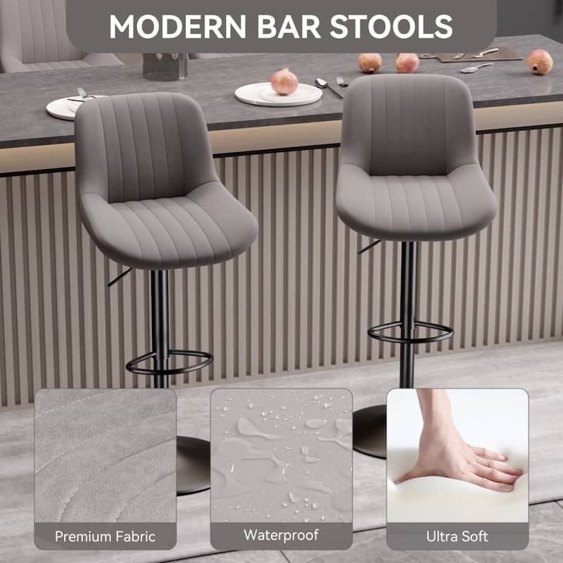 Set of 2 Adjustable Counter Height Swivel Bar Chairs