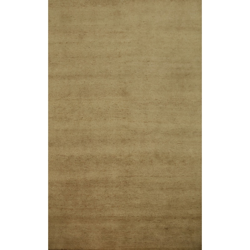 Hand Knotted Oriental 100% Wool Carpet Modern Solid Brown Gabbeh Area Rug - 11' 6'' X 8' 3''
