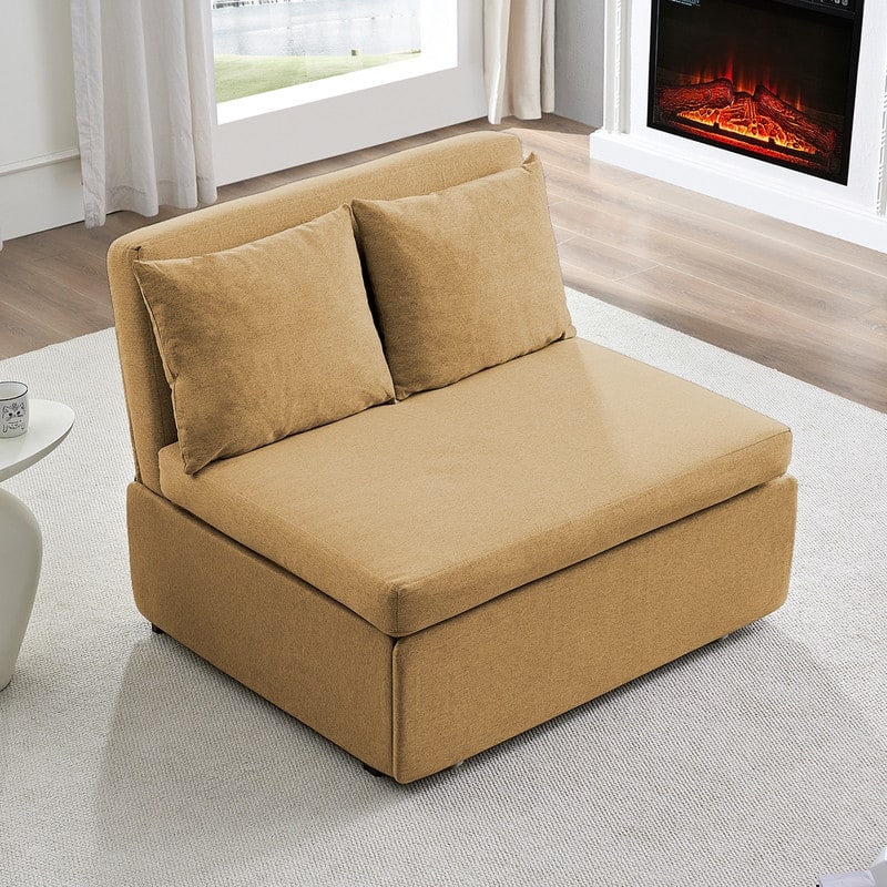 Mixoy Full/Queen Size Sofa Bed,2 in 1 Convertible Linen 1-Seater/Loveseat Sleeper Sofa Couch with Cushions