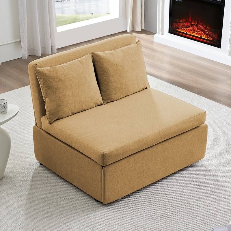 Mixoy Full Size Queen Size Sofa Bed,2 in 1 Convertible Linen 1-Seater/Loveseat Sleeper Sofa Couch with Cushions