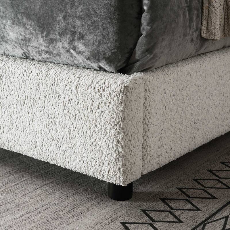 Furniture of America Lucinda Modern Boucle Fabric Platform Bed