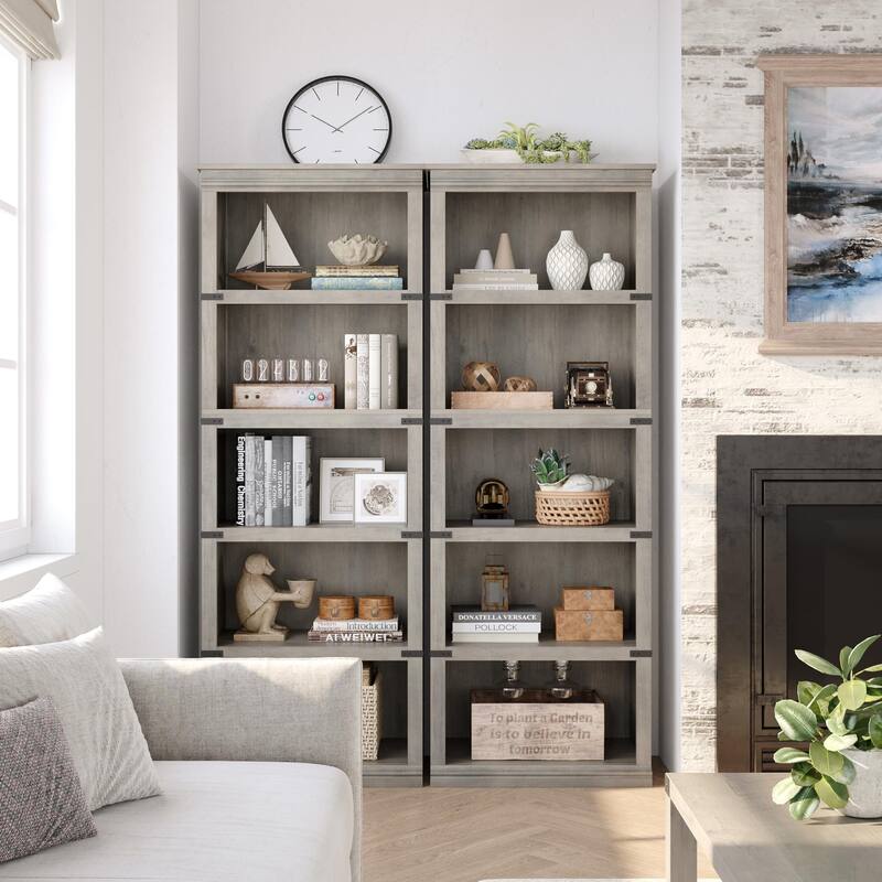 5 Tier Bookcase Modern Farmhouse Book Shelf