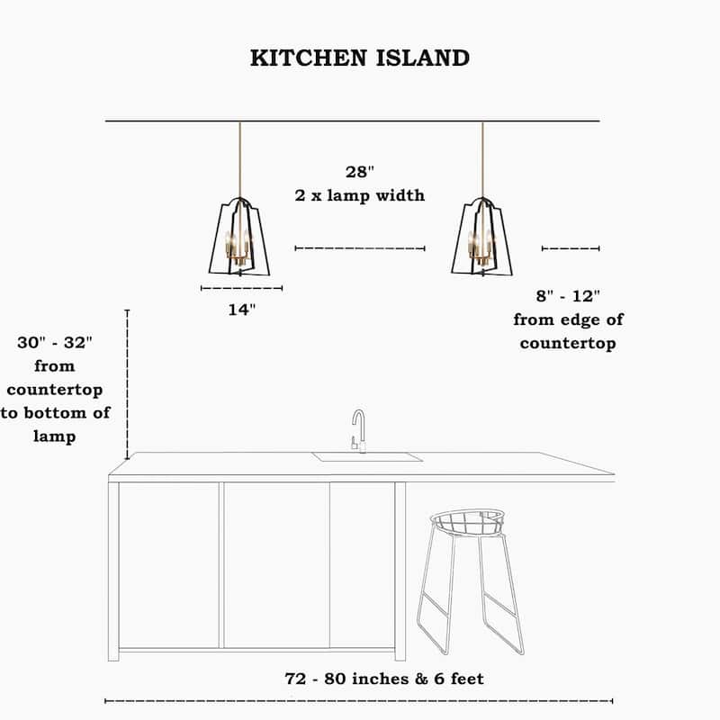 Modern 4-Light Geometric Chandelier Black Gold Pendant Lights for Dining Room - 14" W x 17.5" H