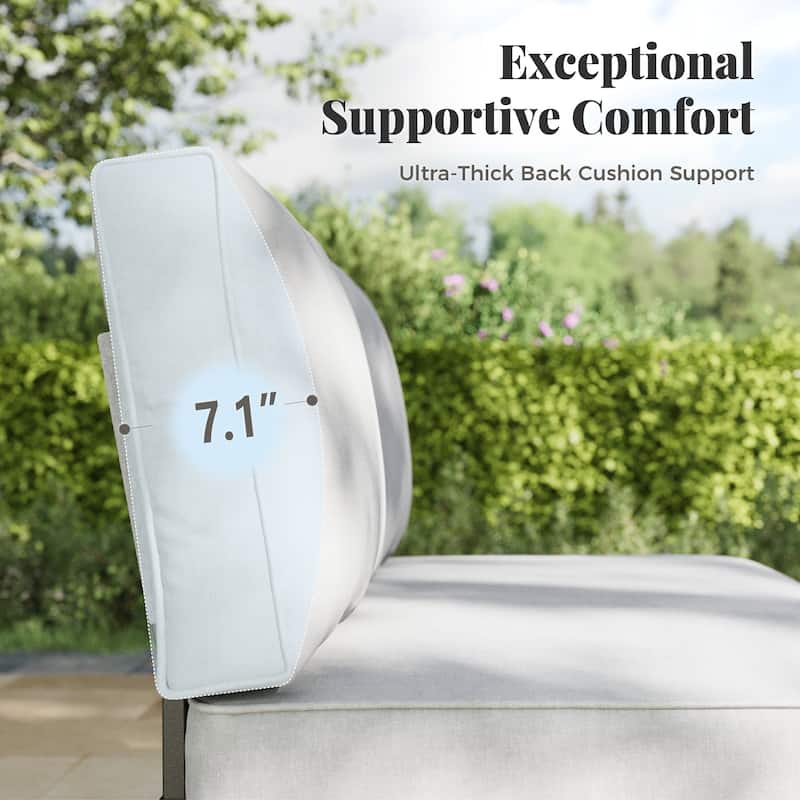 10-Seat Patio Sectional sofa set, E-coating Steel frame Conversation Sets with Built-in Side Table , Grey Cushion