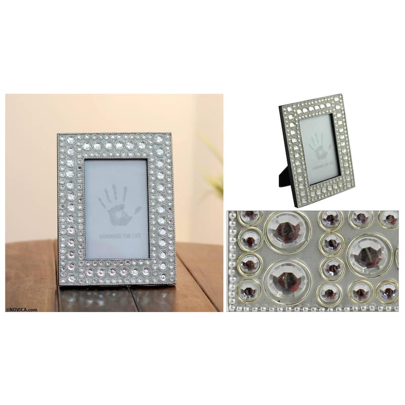 Novica Handmade Silver Glitz Bejeweled Photo Frame (4X6)