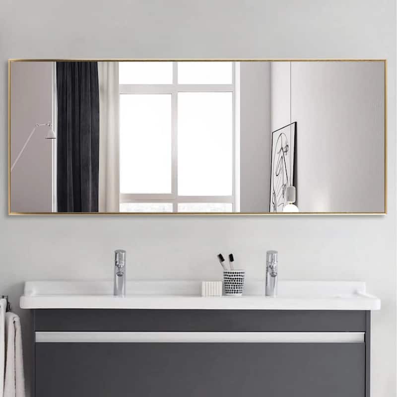 Modern Aluminum Alloy Thin Framed Full Length Floor Mirror