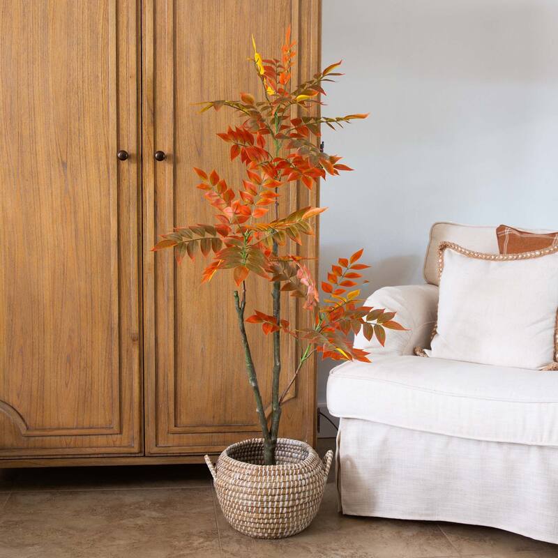 Sumac Artificial Potted Tree - 4' - Orange and Green