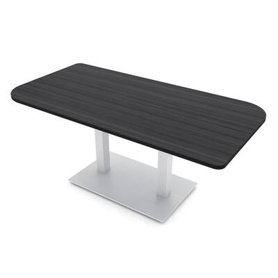 5Ft Small Rounded Corner Conference Table Metal Base Electric Module - 36x60