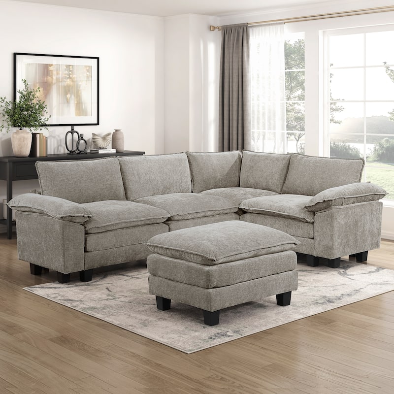 Fremont & Park Terra Chenille 5-Piece Modular Sectional Sofa - Ottoman