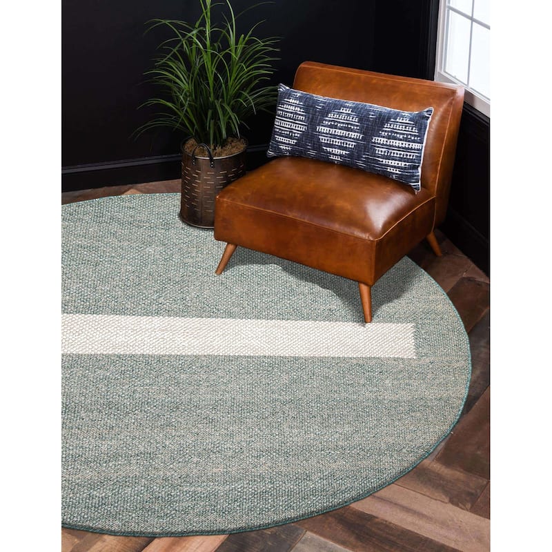 ECARPETGALLERY Braid weave Sienna Teal Wool Rug - 5'11 x 5'11