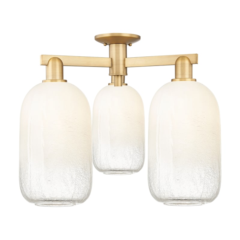Innovations Lighting 716-3F-17-25 Brookhaven Cloche Semi-Flush - Brushed Brass / Opal
