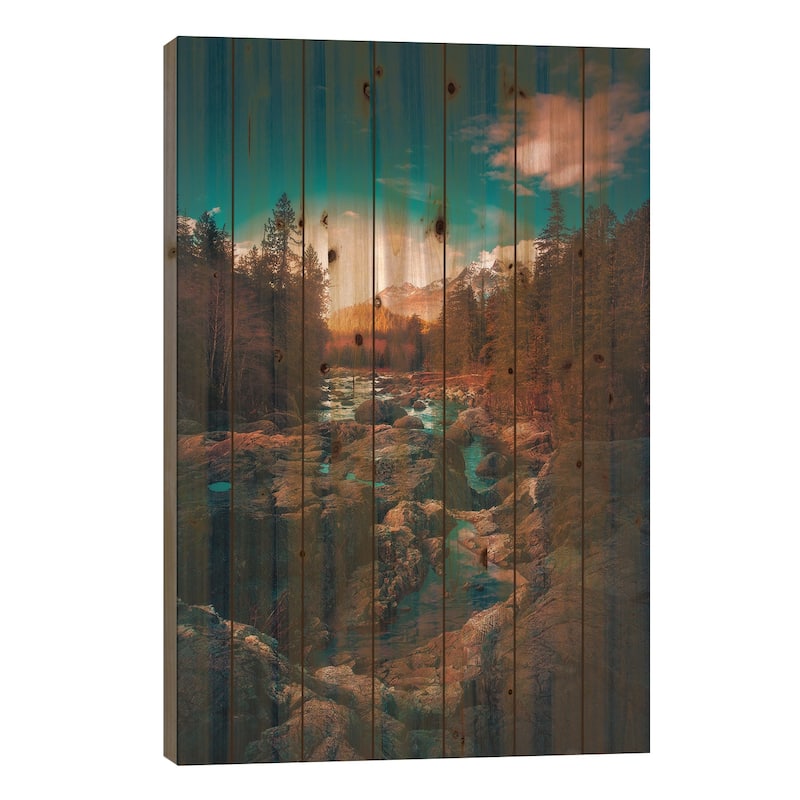 The River Of Tranquility Print On Wood by Zach Doehler - Multi-Color - 40x26x1.5