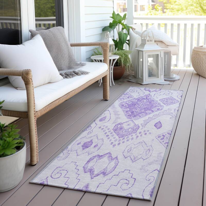 Machine Washable Indoor/ Outdoor Chantille Global Boho Rug - Purple - 2'3" x 7'6"