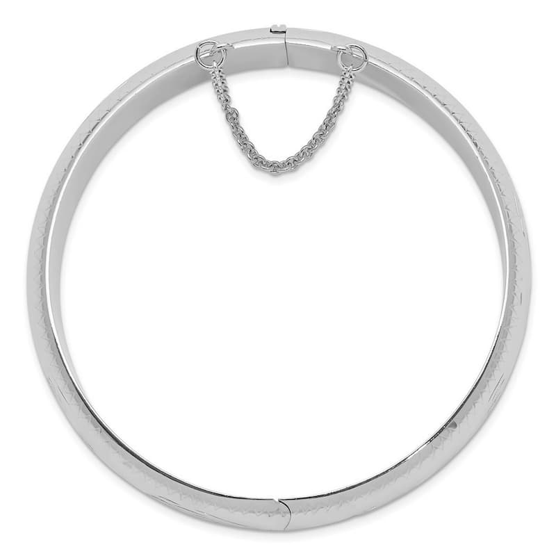 Curata 925 Sterling Silver 7.25" 15mm Textured Floral Hinged Bangle Bracelet