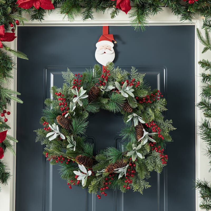 Glitzhome 14"H Set of 3 Christmas Metal Elf, Snowman & Santa Wreath Hanger