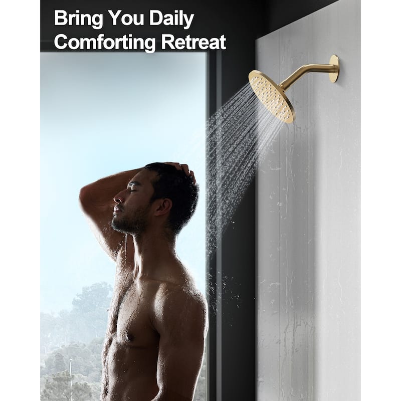 GRANDJOY Dual Shower Heads 12" Rainfall Thermostatic Shower System Faucet Set with Rough-in Valve