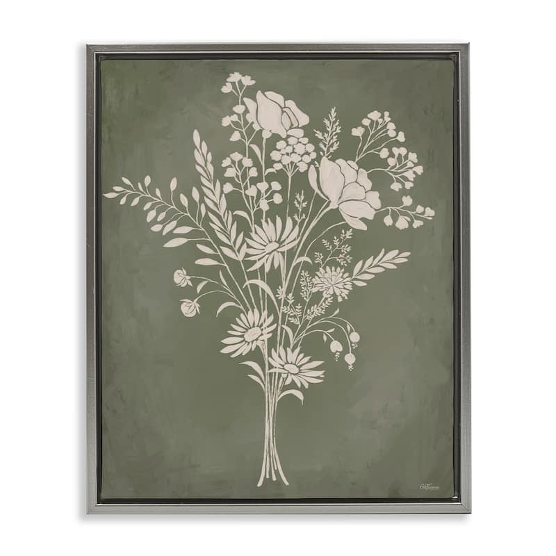 Stupell Wildflower Impression Bundle Framed Floater Canvas Wall Art Design By Cat Thurman Designs - 17 x 21 - Grey