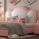 preview thumbnail 4 of 11, PU Leather Upholstered Platform Bed Frame for Kids Teens, Wooden Slats Support