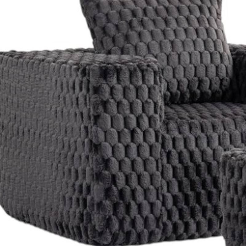 HomeRoots 42" Charcoal Chenille Arm Chair With Ottoman - 42.00 in. x 23.00 in. x 35.00 in.
