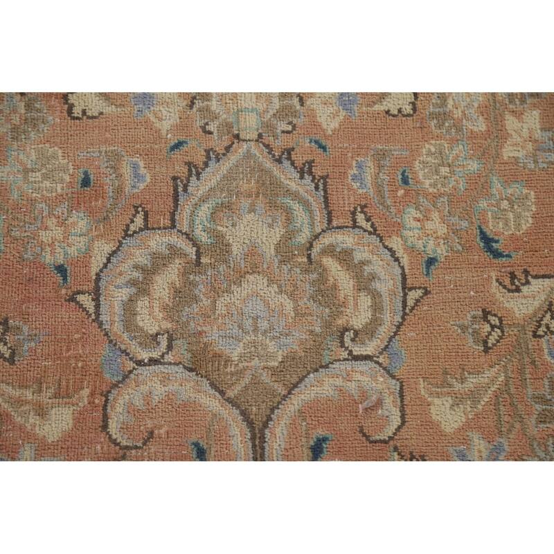 Hand Knotted Oriental 100% Wool Carpet Traditional Floral Oranges & Rust Mashad Area Rug - 12' 9'' X 9' 3''