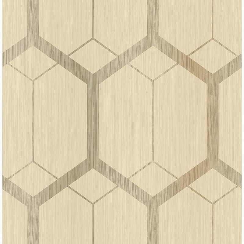 Seabrook Designs Ilenia Ombre Hex Unpasted Wallpaper - 20.5 in W x 33 ft. L - Parchment & Metallic Taupe