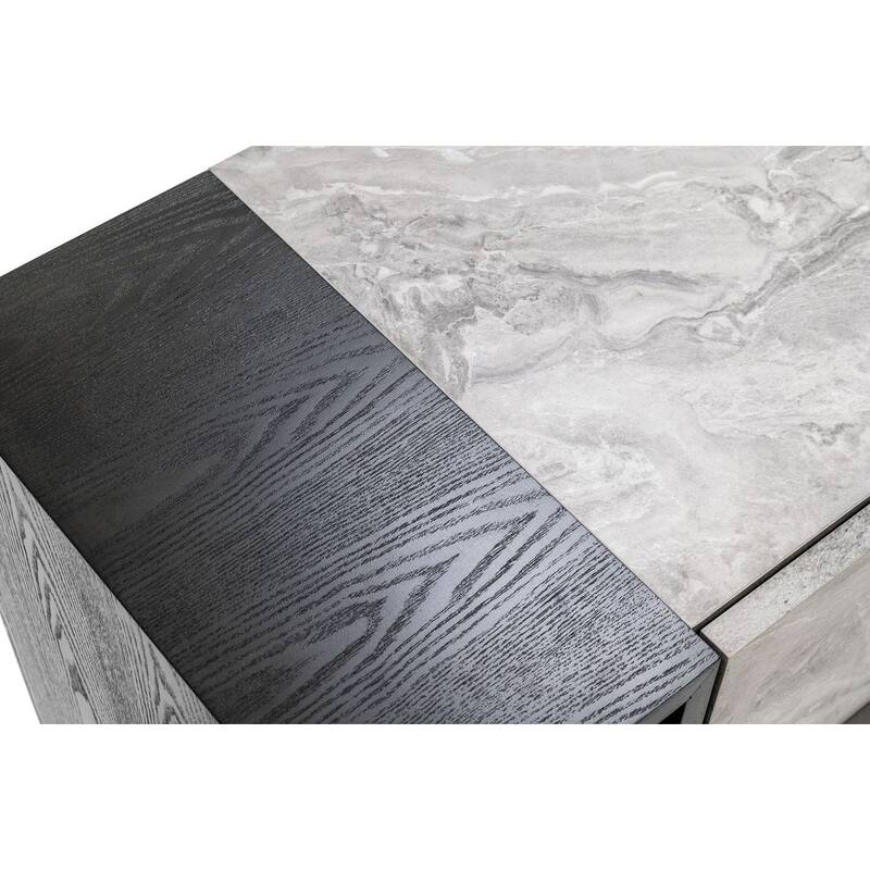 Nova Domus Maranello Modern Grey Wash & Faux Marble Nightstand