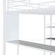 preview thumbnail 10 of 9, Full Size Metal Loft Bed with 3 Layers of Shelves and Desk, Modern Stylish Metal Frame Loft Bed with Whiteboard, White