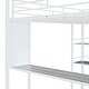 preview thumbnail 15 of 14, Metal Loft Bed with 3 Layers of Shelves and Desk, Kids High Loft Bed Frame, Whiteboard & Slatted Guardrails