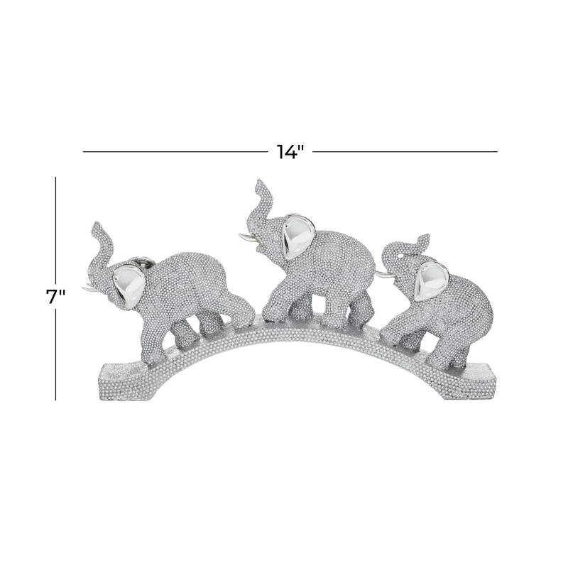 Silver Polystone Elephant Decorative Sculpture