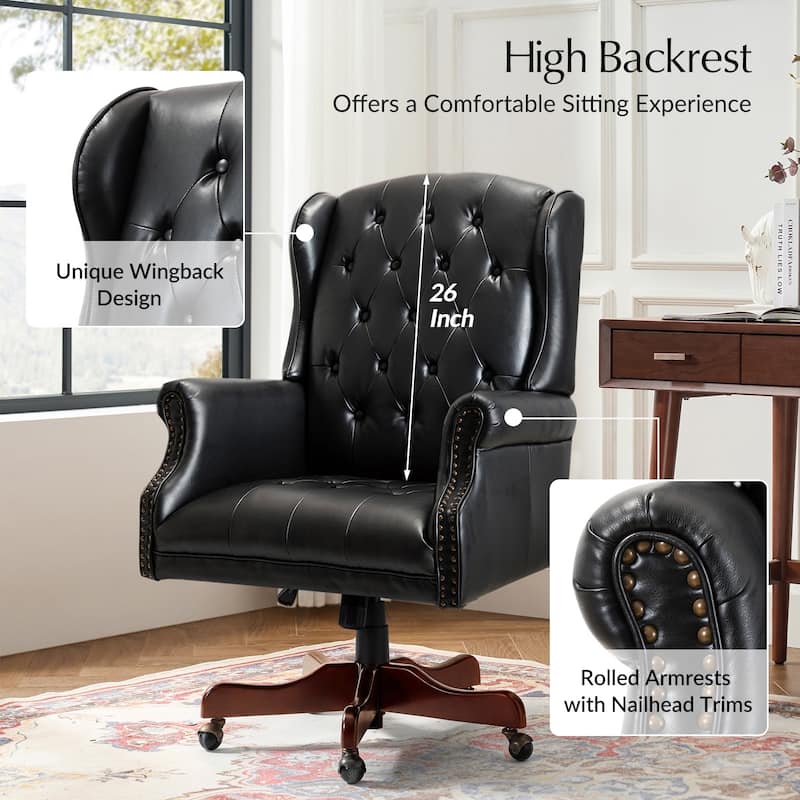 Maximiliano Modern Swivel Executive Chair with Tufted Back by HULALA HOME