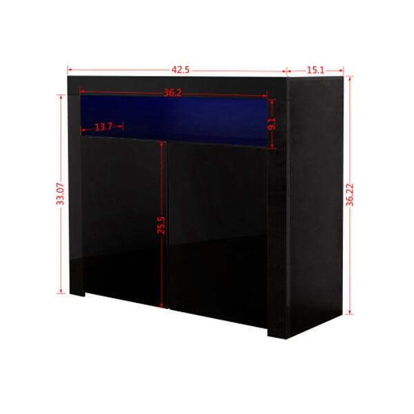 Living Room Sideboard Storage Cabinet Modern black kitchen wood cupboard with 2 door