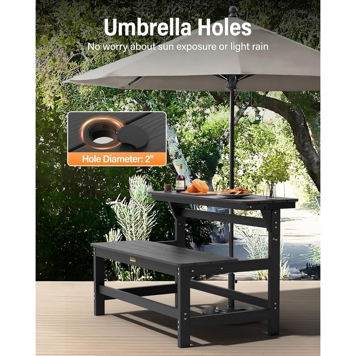 WINSOON All Weather HIPS Outdoor Convertible Bench Picnic Table