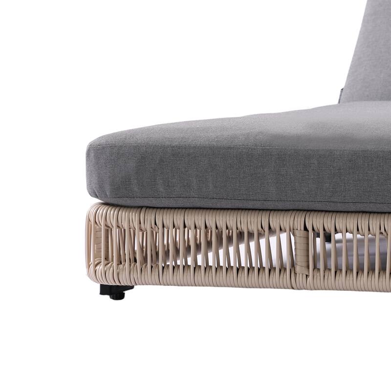 2-Piece Outdoor Chaise Lounge Chair with Adjustable Backrest Patio Pool Lounger