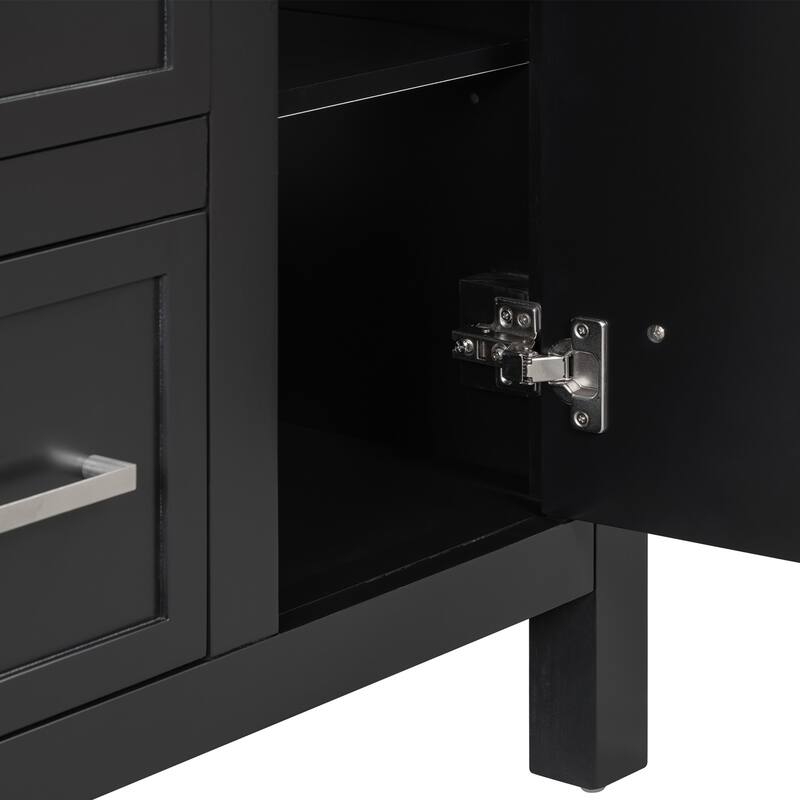 36 Inch Bathroom Vanity Cabinet with Resin Sink 4 Drawers 2 Doors