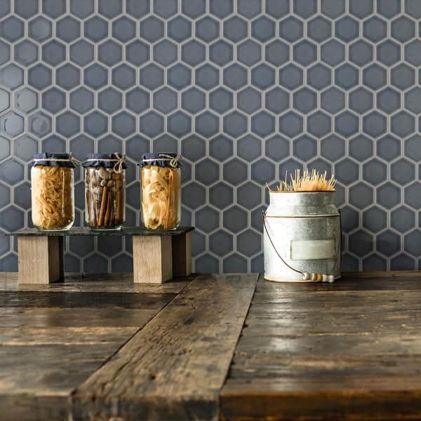 slide 2 of 16, Merola Tile Hudson Due 2" Hex Imperial Grey 10-7/8" x 12-5/8" Porcelain Mosaic Floor and Wall Tile Grey - Case (10 Tiles)