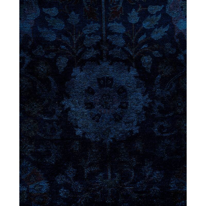 Overdyed One-of-a-Kind Hand-Knotted Area Rug - Navy - 9' 1" x 11' 9"