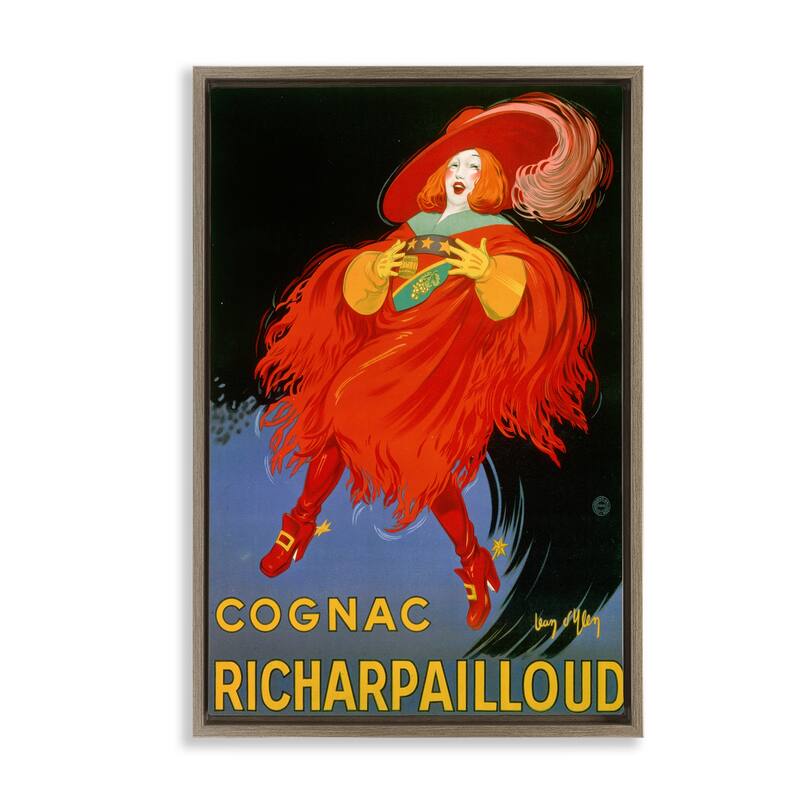 Stupell Vintage Cognac Advertisement Framed Floater Canvas Wall Art Design By Marcus Jules - 21 x 31 - Brown