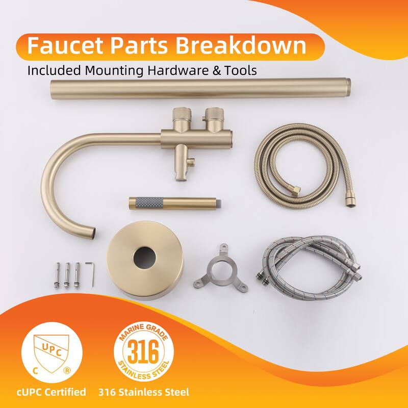 Modland Luxury Floor-Mounted Thermostatic Bathtub Faucet Freestanding with Hand Shower