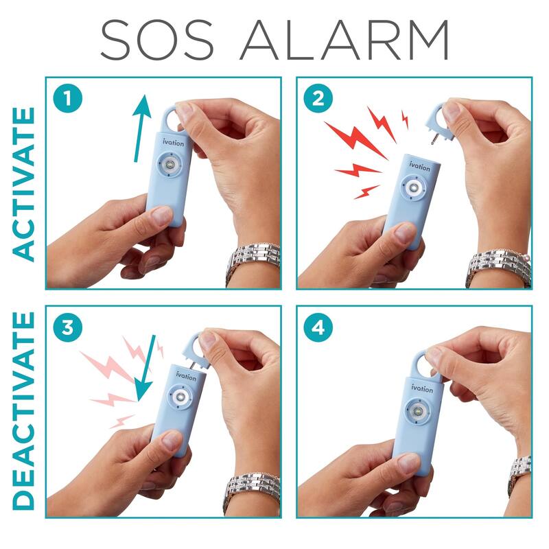 Ivation Personal SOS Keychain Alarm, 130 dB Rechargeable Personal Alarm w/LED Strobe Light