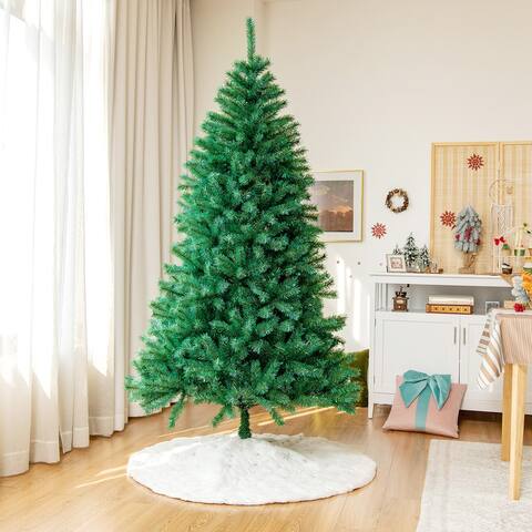 Gymax 6/7/8 FT Artificial Iridescent Hinged Christmas Tree Lush
